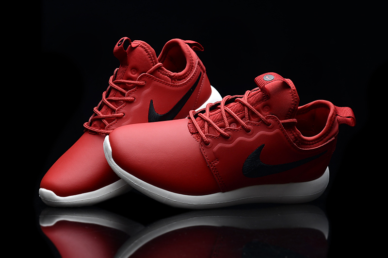 Women Nike Roshe 2 Leather PRM Red Black Shoes - Click Image to Close